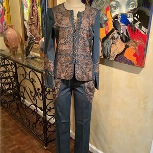 JSong 2pc decorative denim pantsuit.